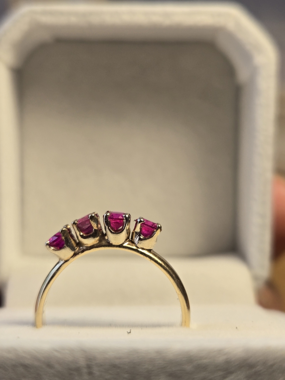 14k Yellow Gold And 4 Ruby Band - Picture 3 of 6